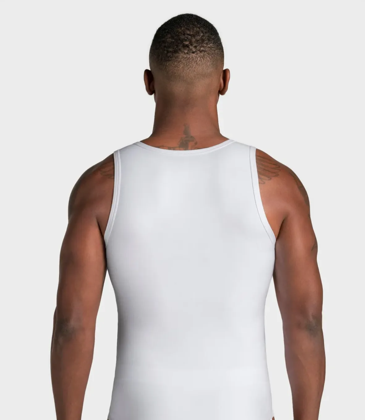 035022 Mens Stretch Cotton Moderate Compression Shaper Tank with Mesh Cutouts