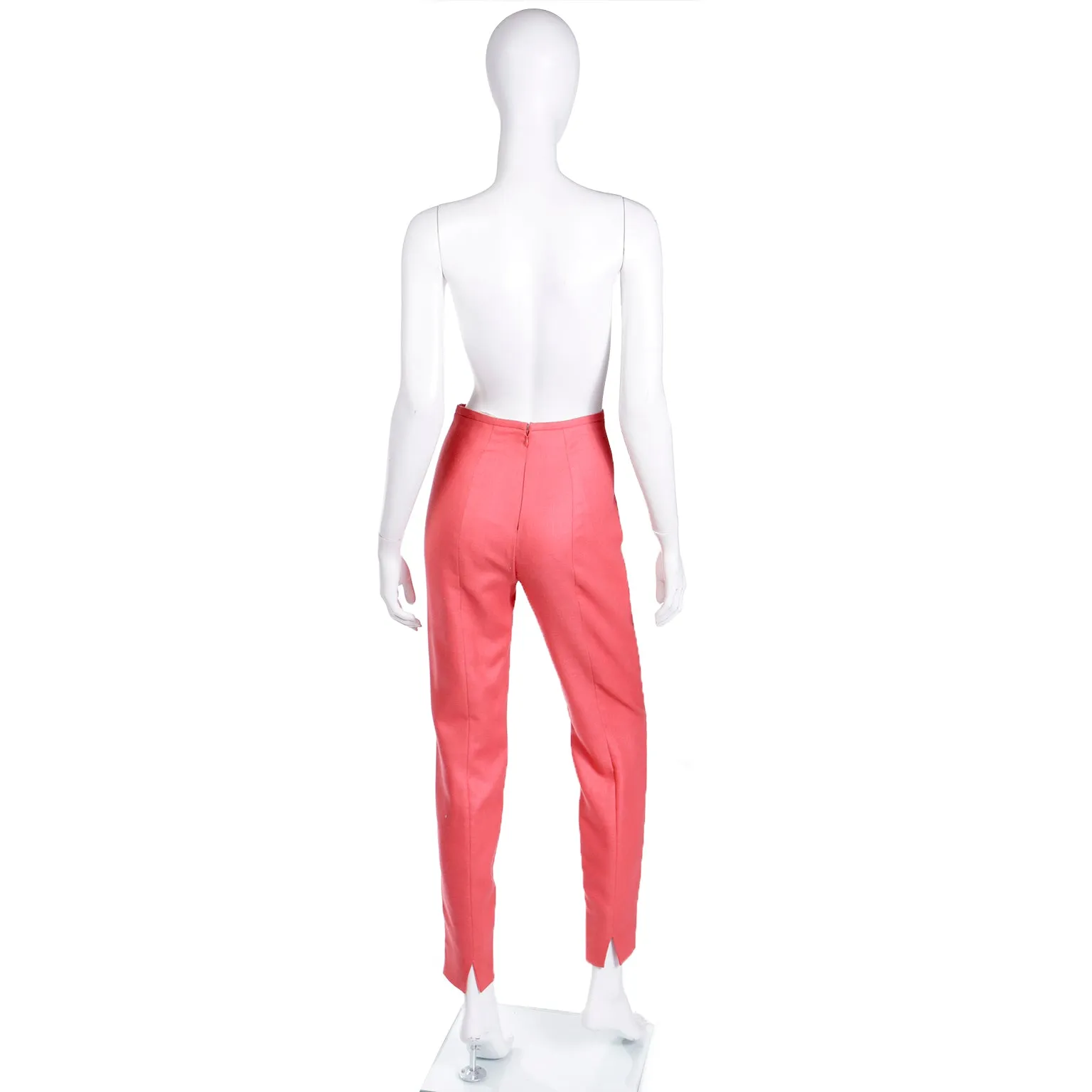 1990s Isaac Mizrahi Deep Coral 1950s Inspired High Waisted Trousers