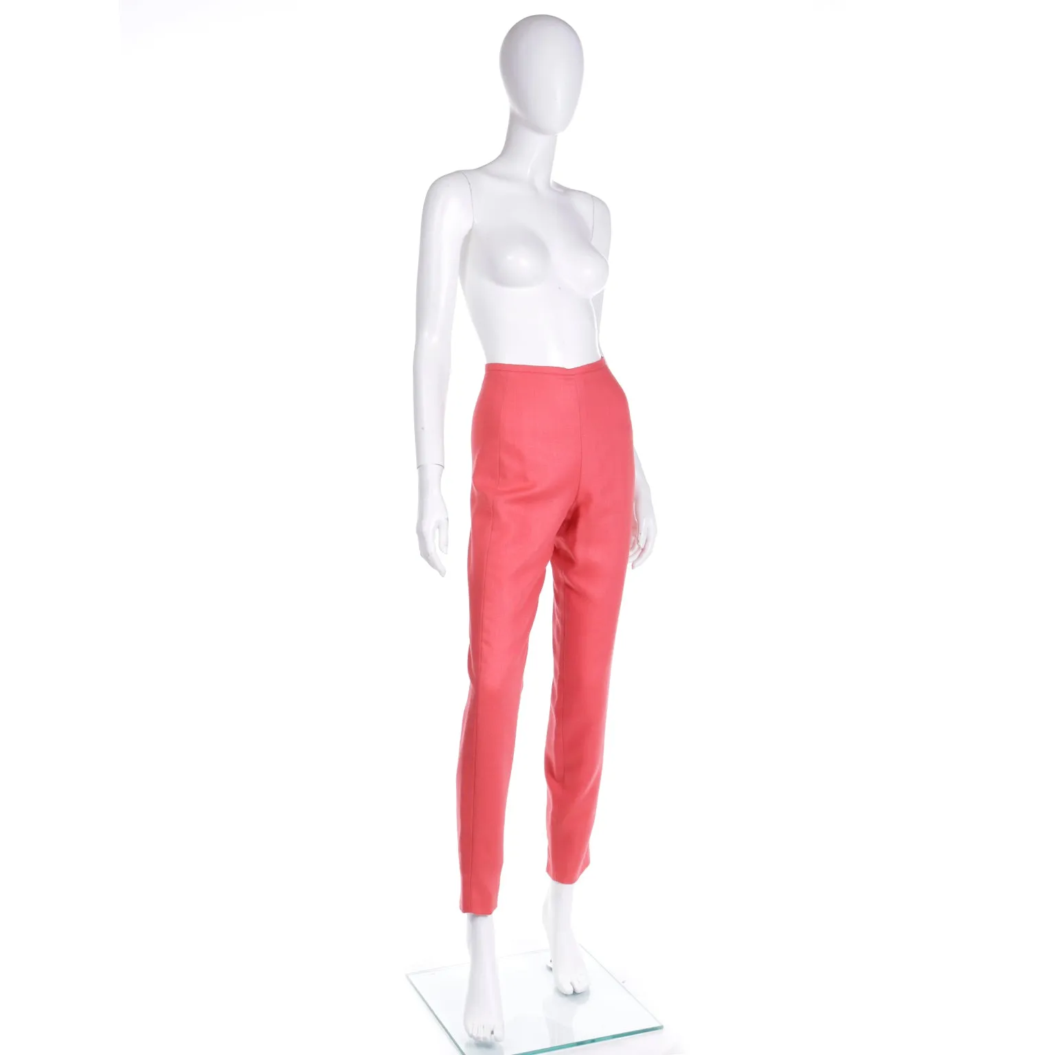 1990s Isaac Mizrahi Deep Coral 1950s Inspired High Waisted Trousers