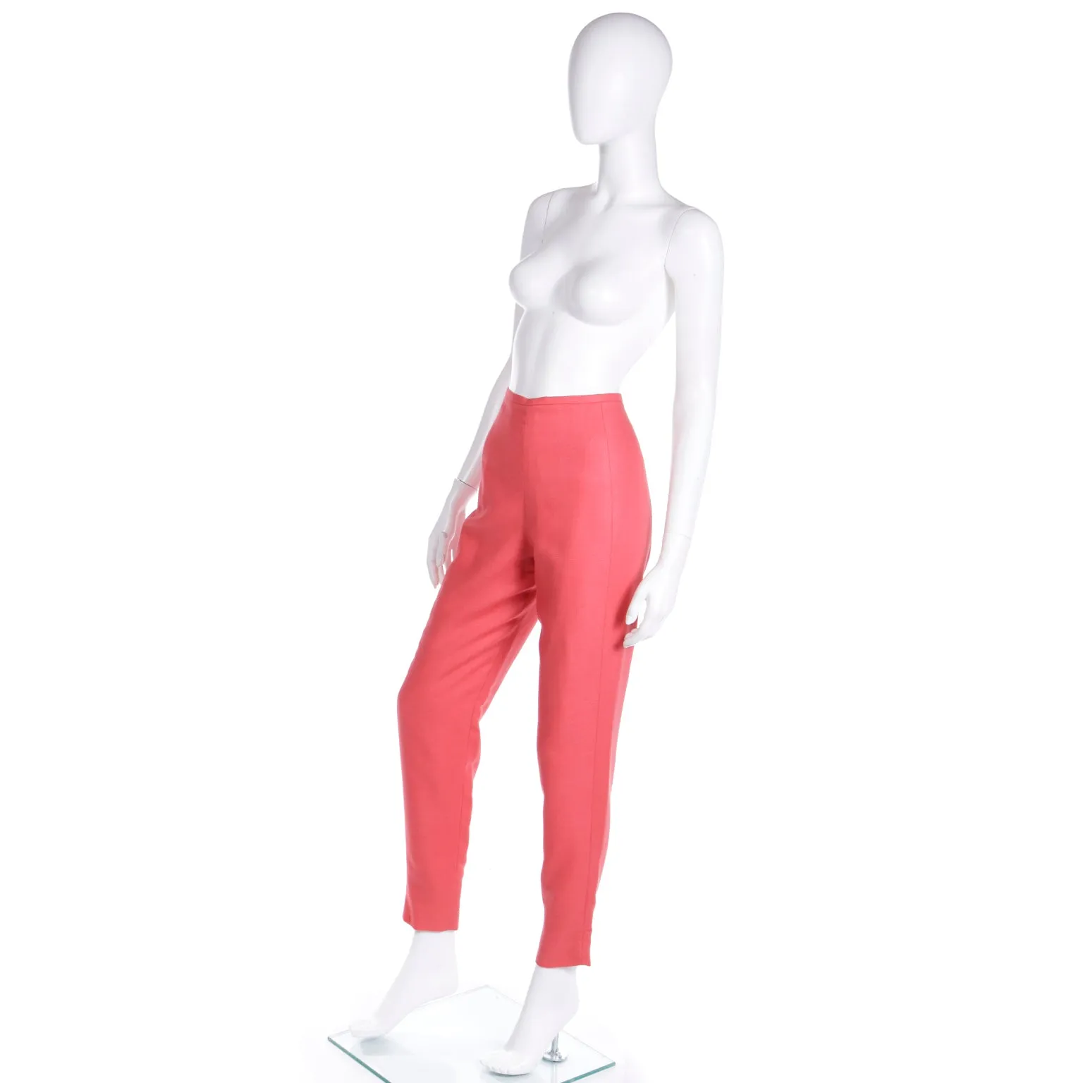 1990s Isaac Mizrahi Deep Coral 1950s Inspired High Waisted Trousers