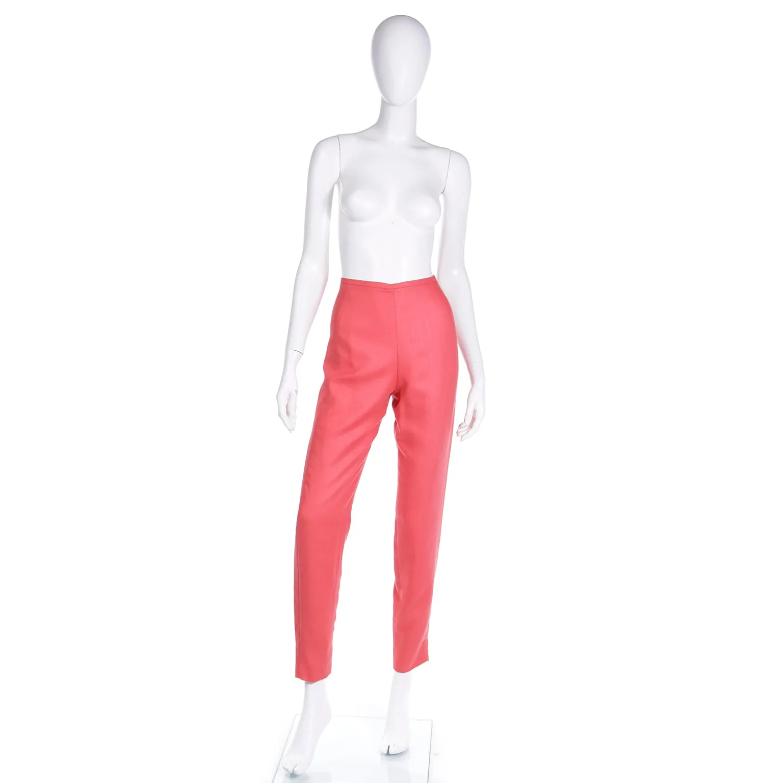 1990s Isaac Mizrahi Deep Coral 1950s Inspired High Waisted Trousers