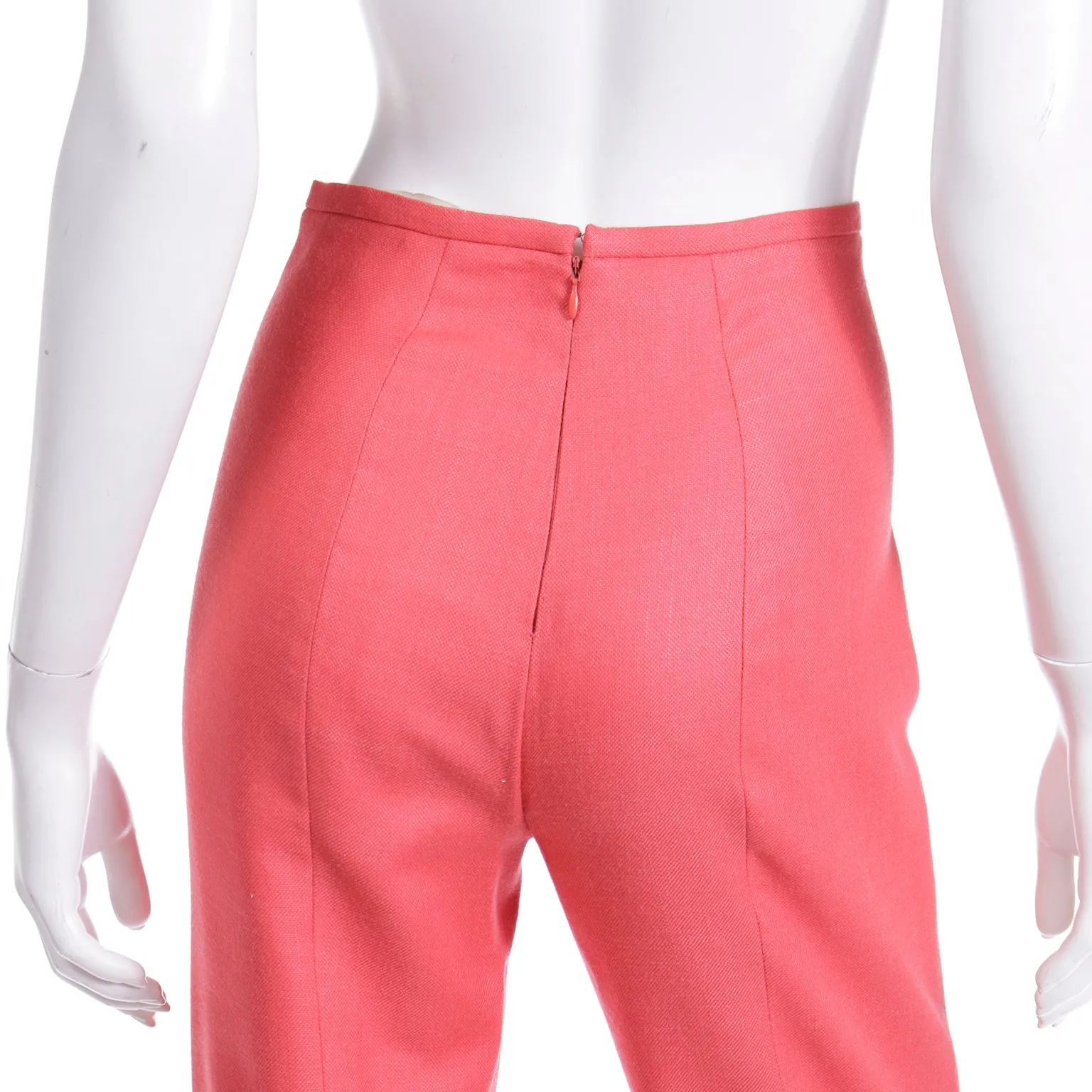 1990s Isaac Mizrahi Deep Coral 1950s Inspired High Waisted Trousers