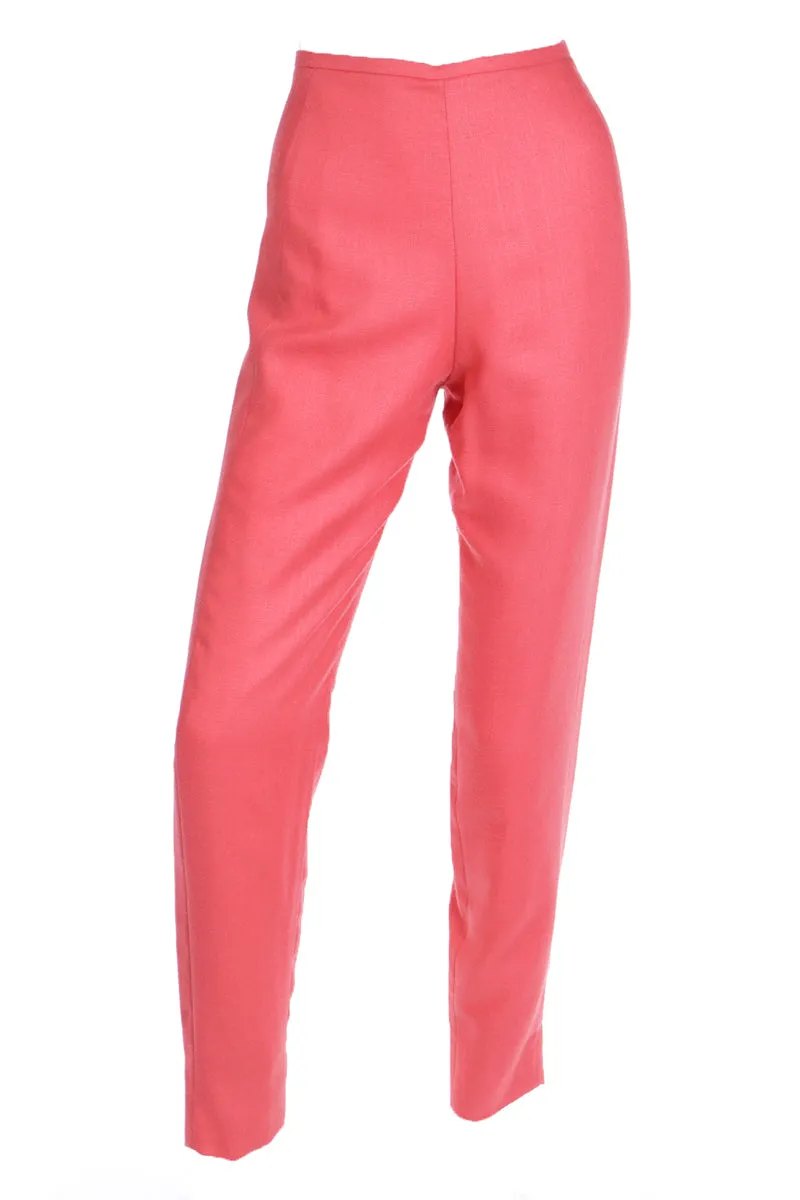 1990s Isaac Mizrahi Deep Coral 1950s Inspired High Waisted Trousers