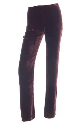 1990s Krizia Burgundy Red Velvet Silk Blend High Waisted Pants