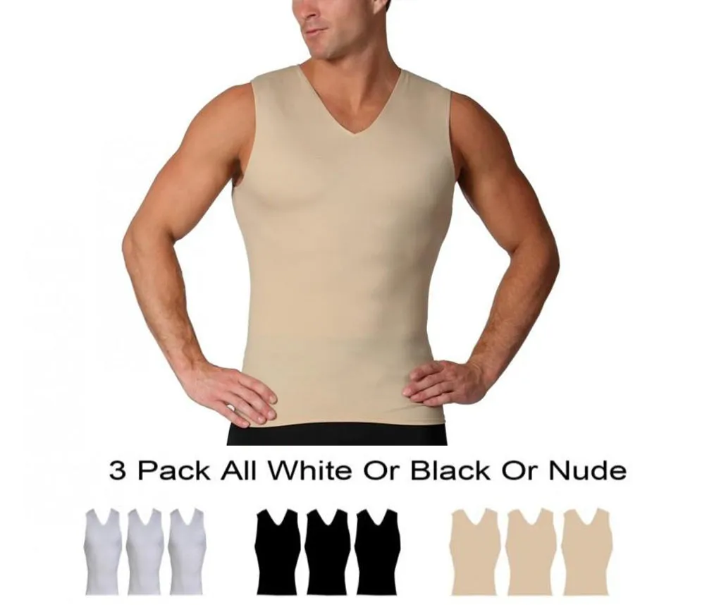 3 Pack Insta Slim Compression Sleeveless V-Neck Tank VS00N3