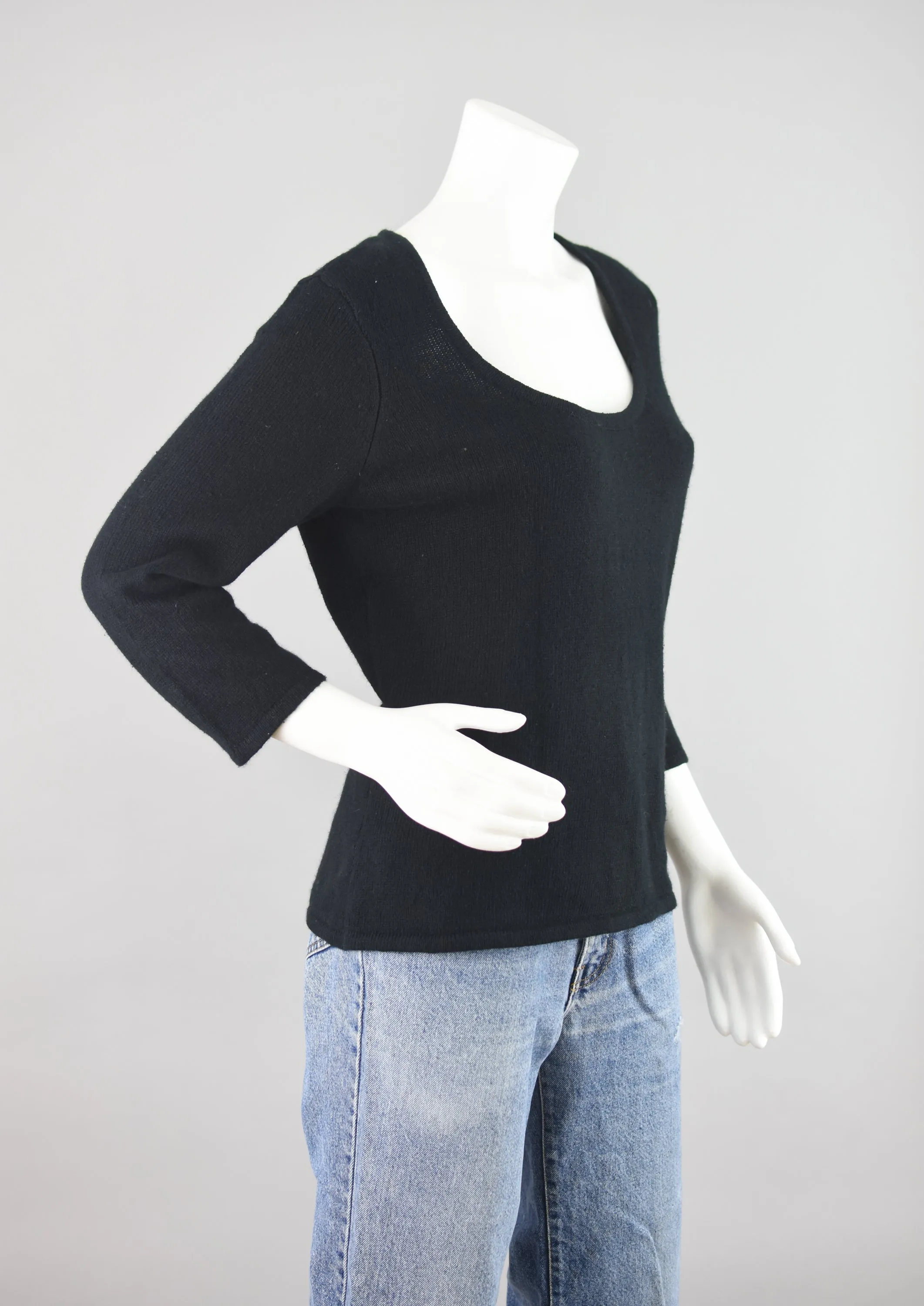 90s Angora Wool Blend Black Sweater, Women's Medium - Large