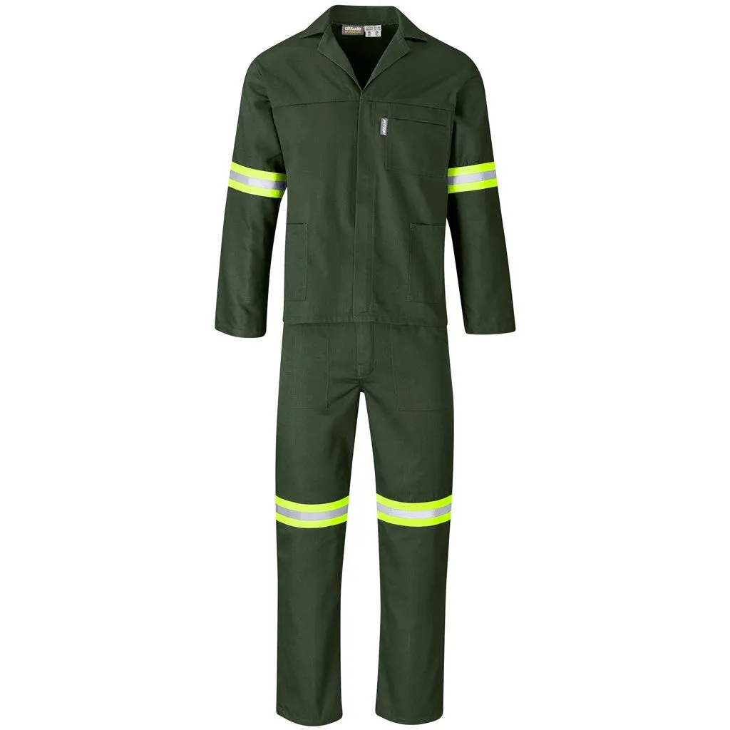 Acid Resistant Polycotton Conti Suit - Reflective Arm, Legs & Back - Yellow Tape