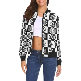 ADINKRA STYLE All Over Print Bomber Jacket for Women