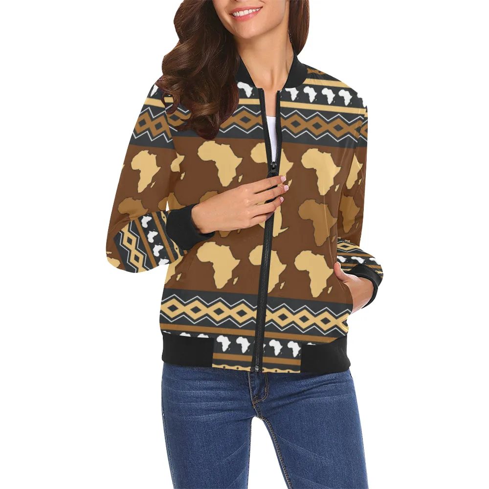 AFRIKA ORNEMENT All Over Print Bomber Jacket for Women