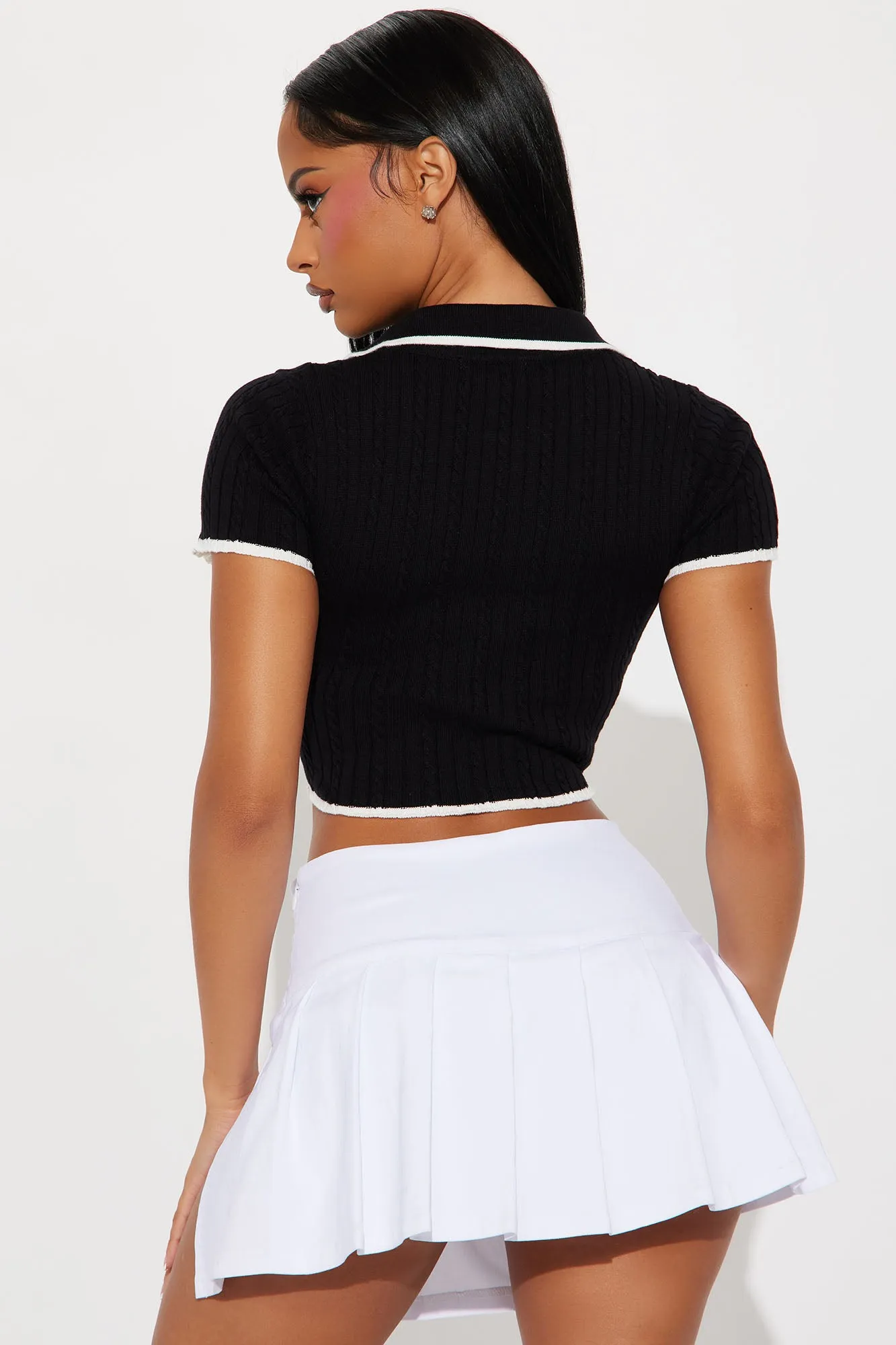 Alana Polo Sweater - Black/White