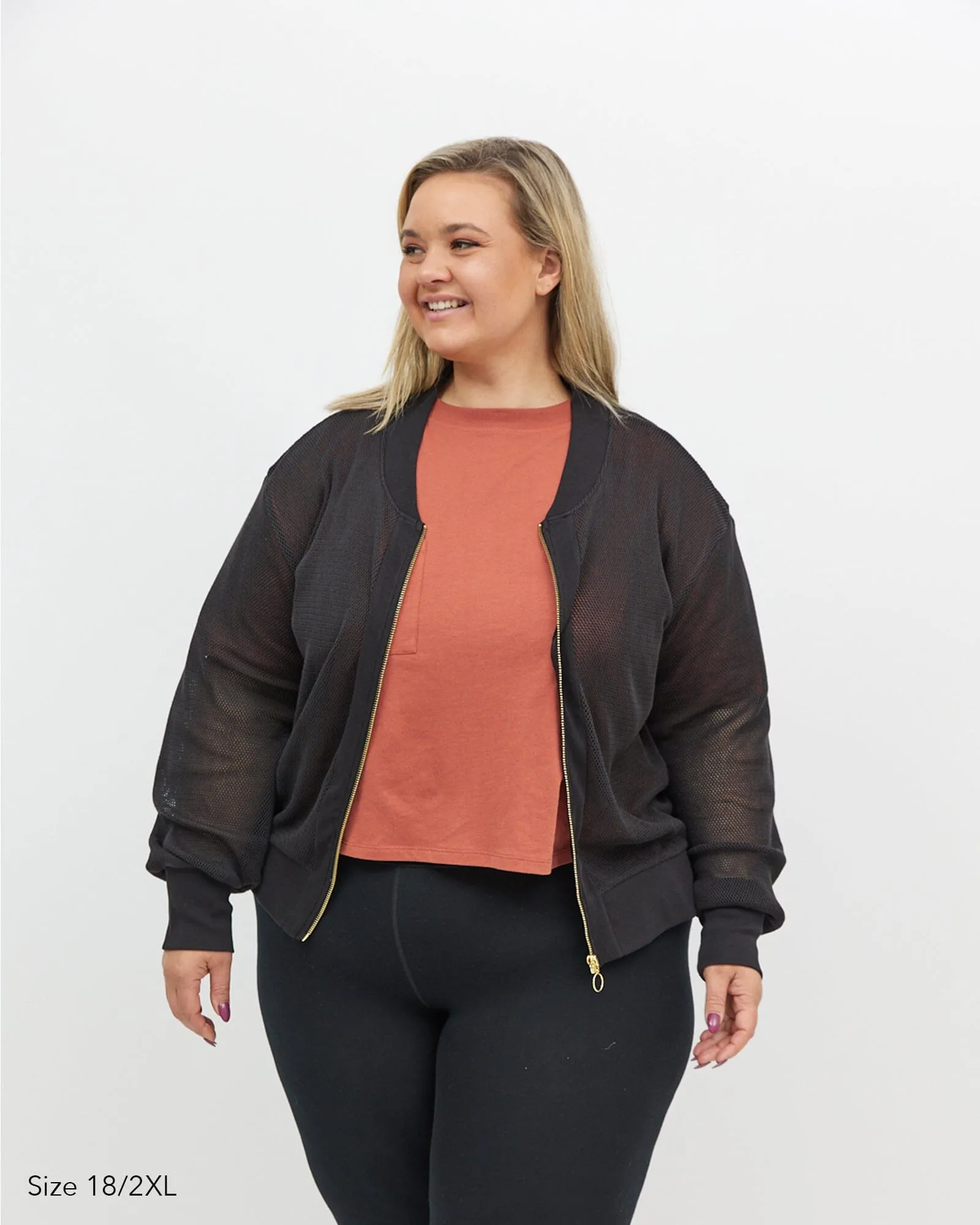 Amara Mesh Bomber Jacket - Black