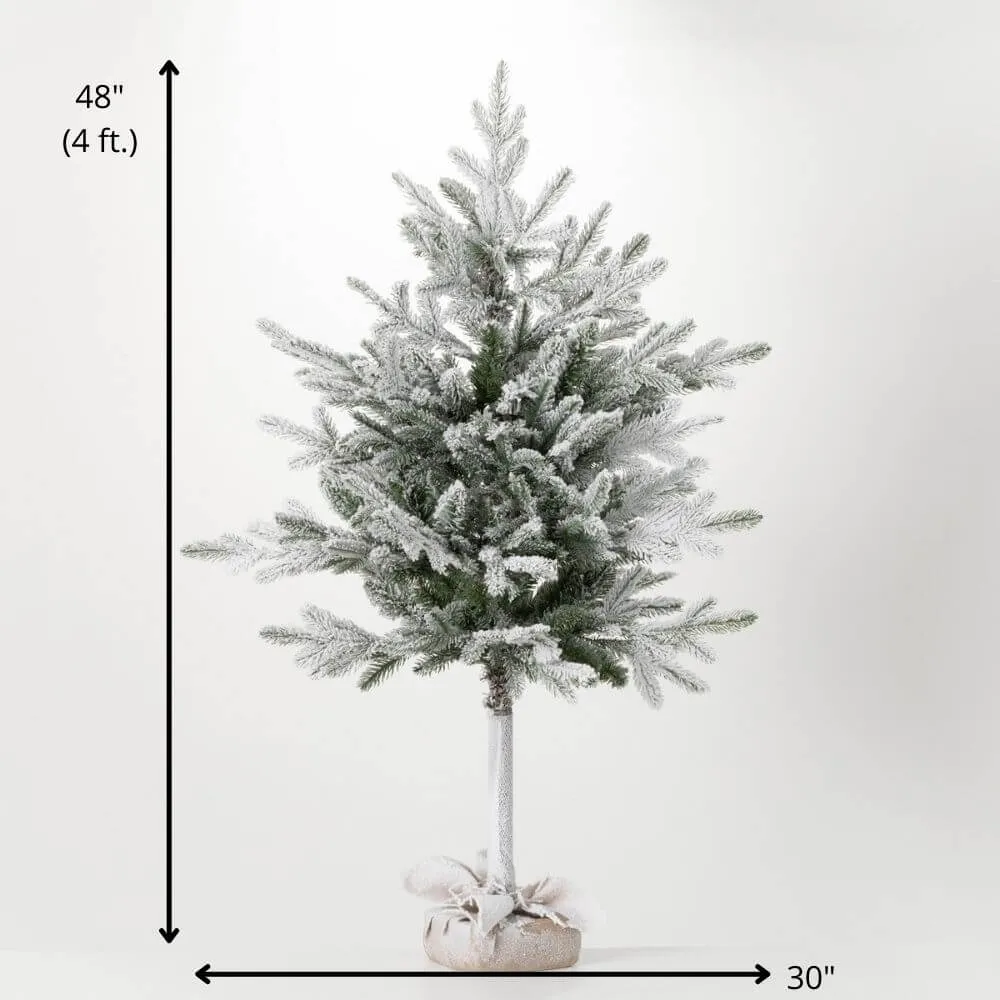 Artificial Flocked Pine Tree In Bag Green 48"H