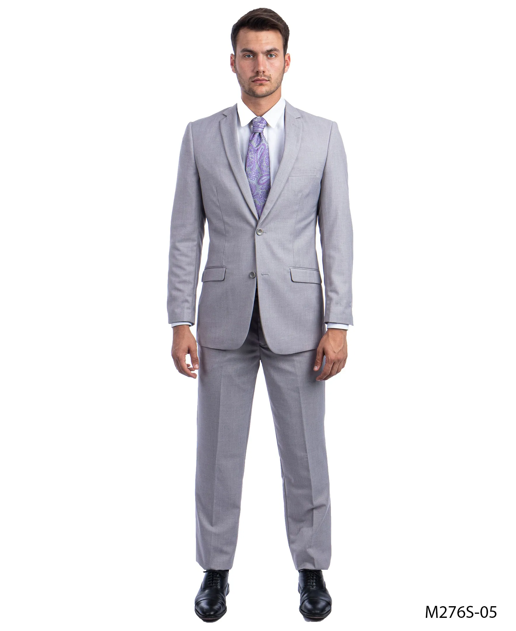 Azzuro Light Gray Suits 2 PC Slim Fit