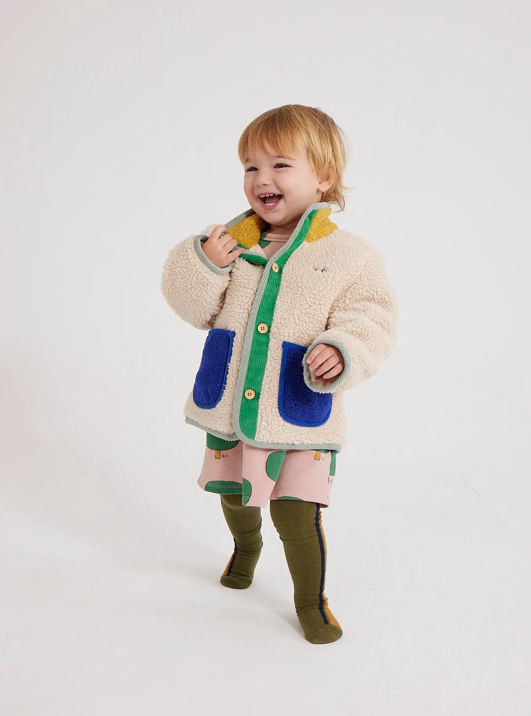 Baby Color Block Sheepskin Jacket