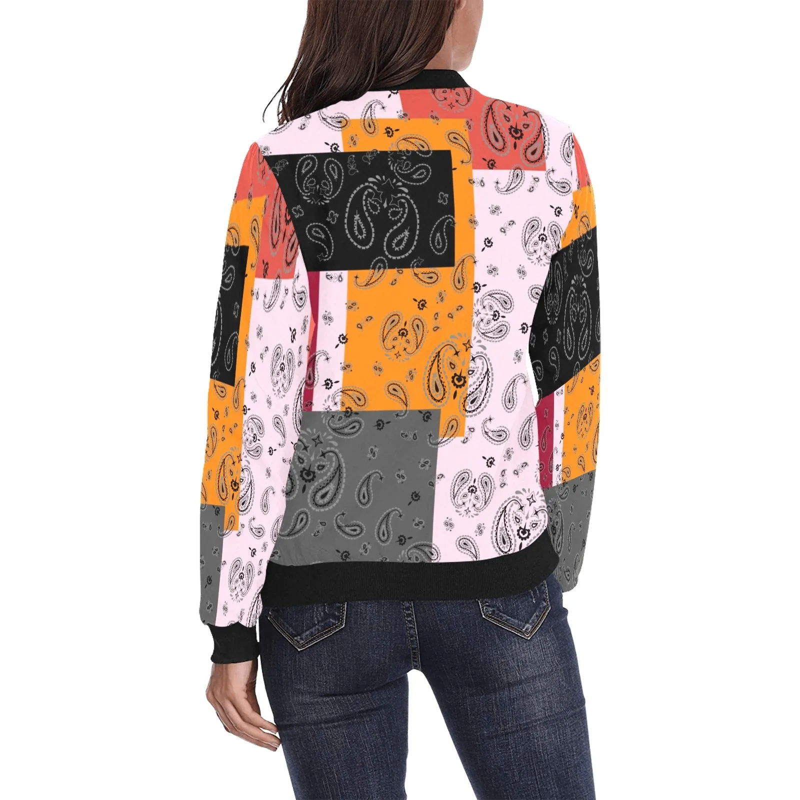 ban multiple yoga_leggings_template-Recovered-Recovered copy All Over Print Bomber Jacket for Women (Model H36)