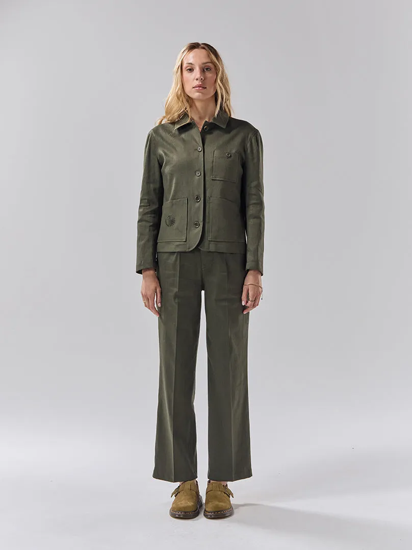 Batch 05 - Womens Bottle Green Linen - Jacket