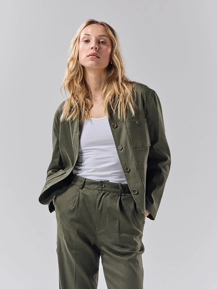 Batch 05 - Womens Bottle Green Linen - Jacket