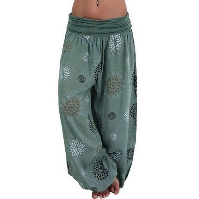 Beach Harem Vintage Print Pants