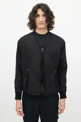 Black Panelled Bomber Jacket