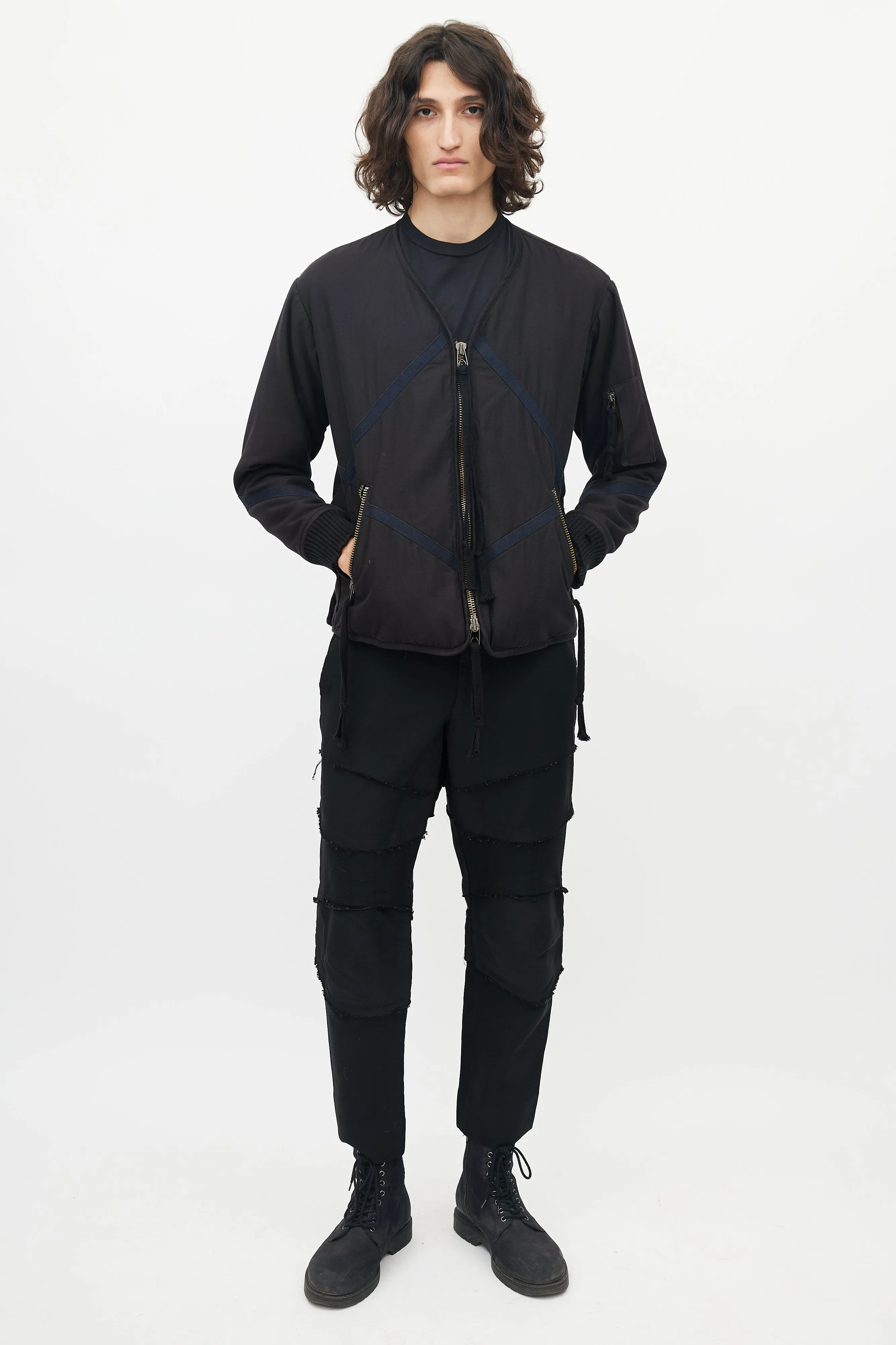 Black Panelled Bomber Jacket