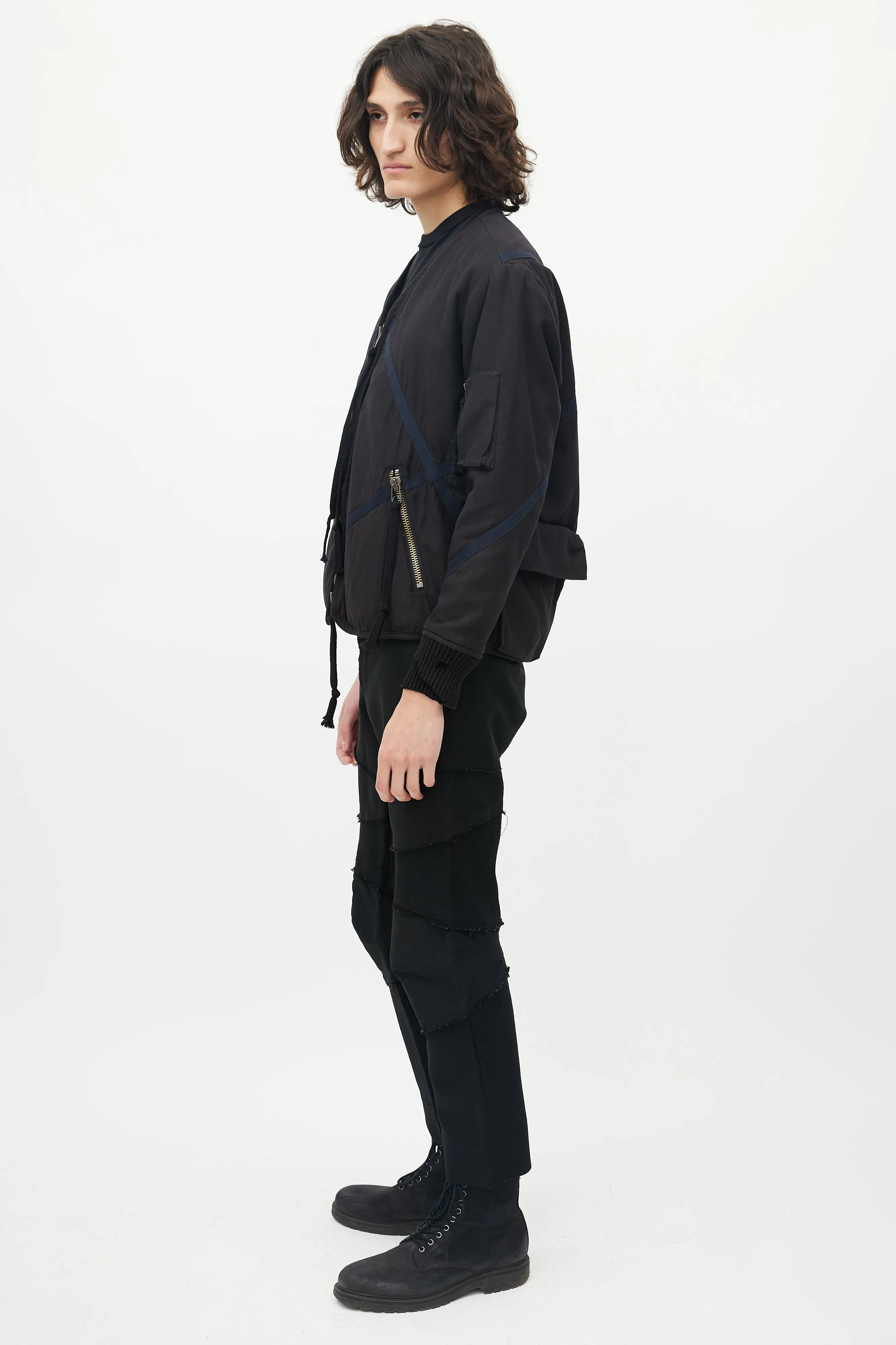 Black Panelled Bomber Jacket