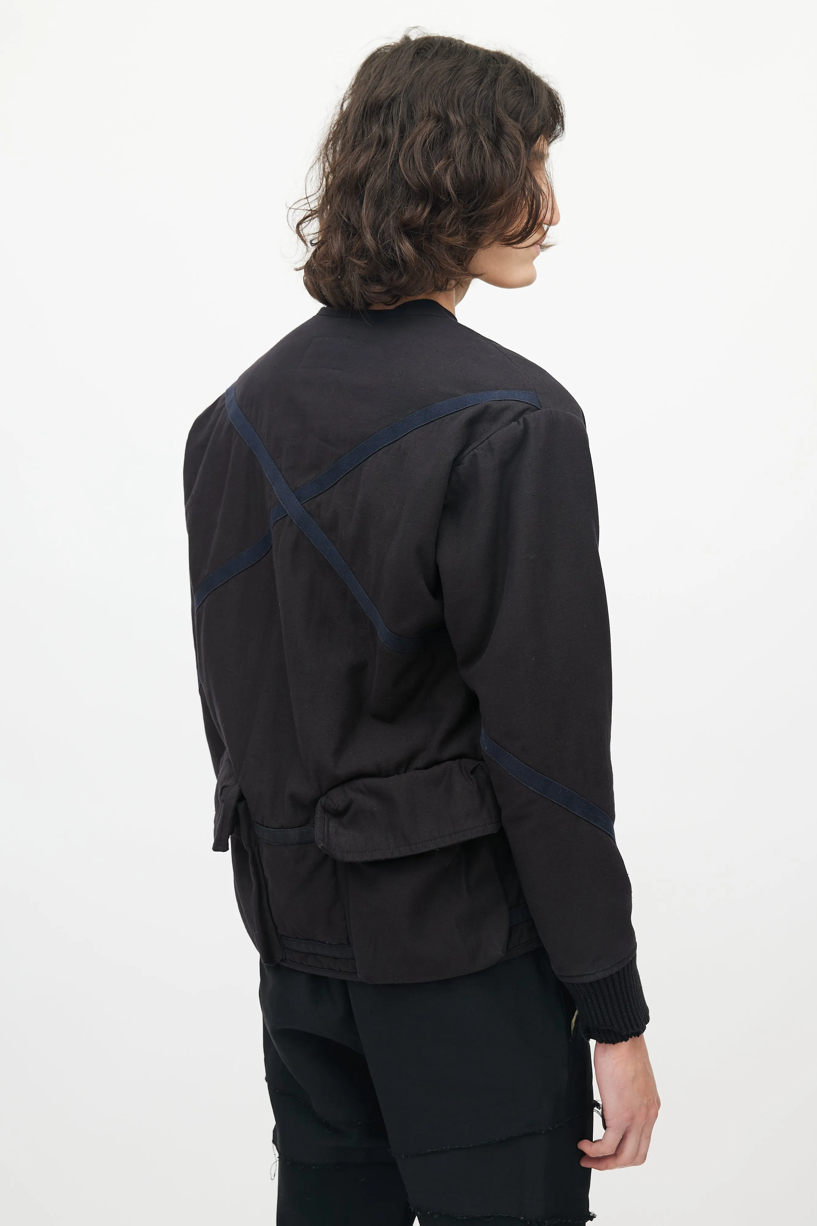 Black Panelled Bomber Jacket