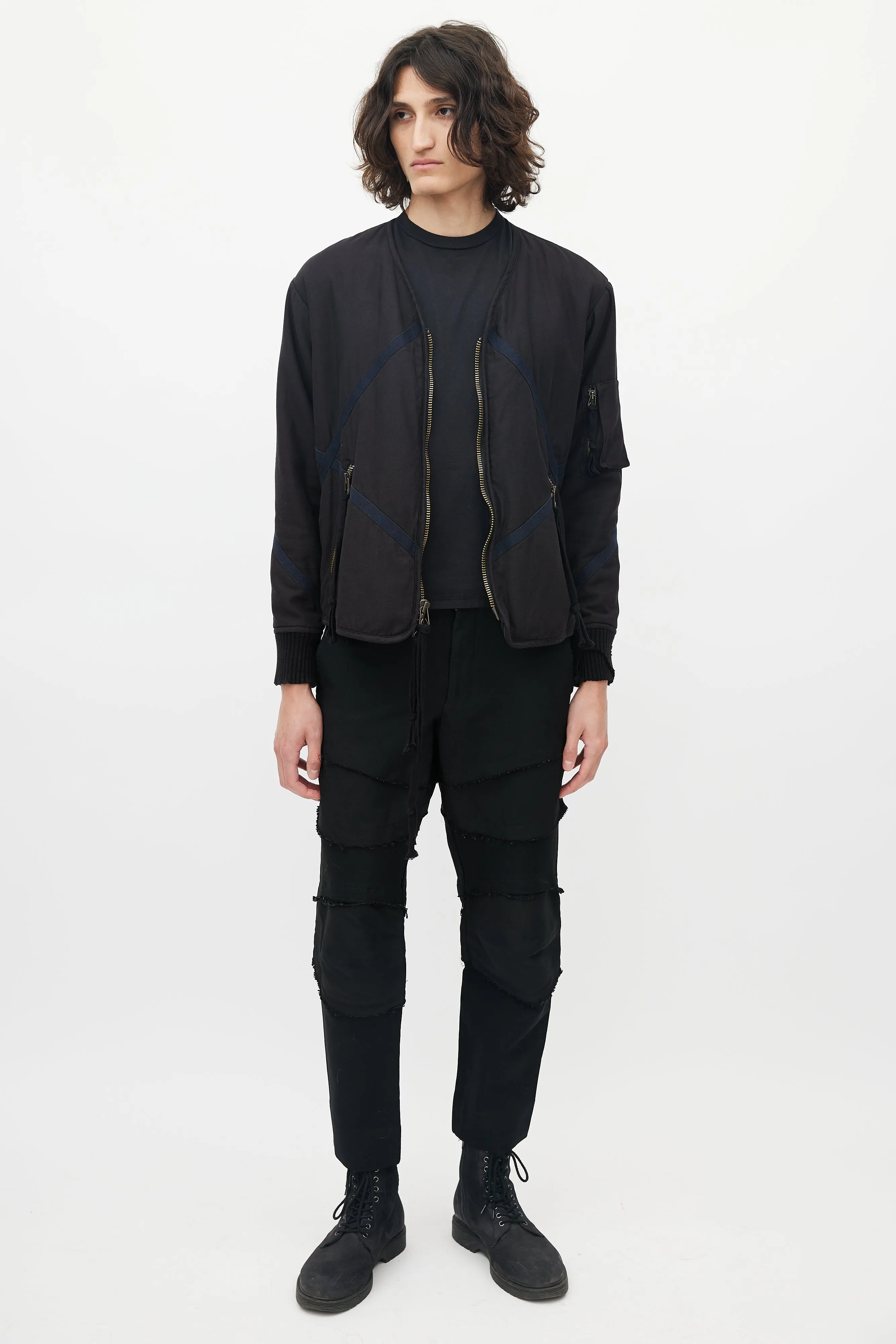 Black Panelled Bomber Jacket