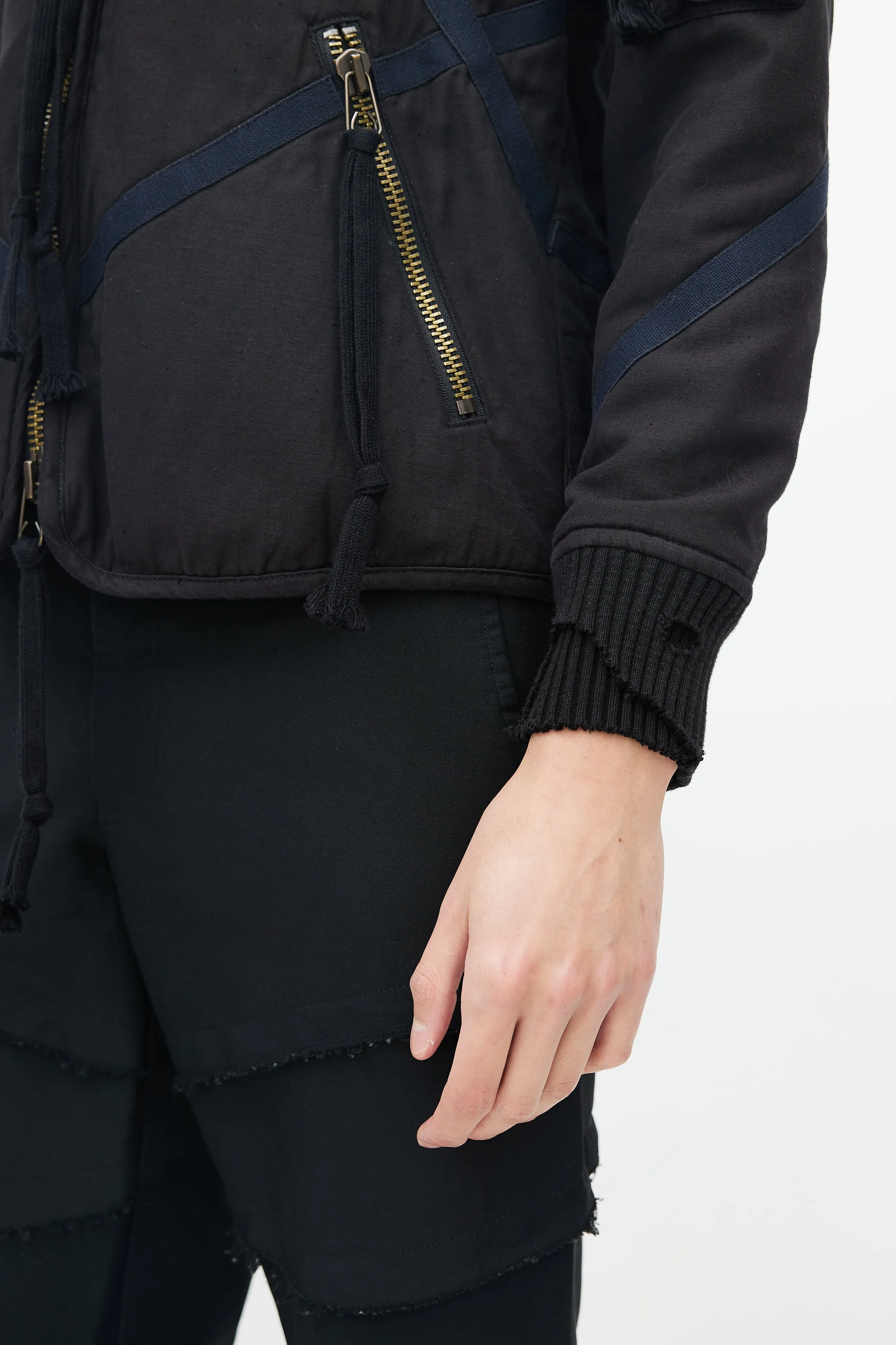 Black Panelled Bomber Jacket