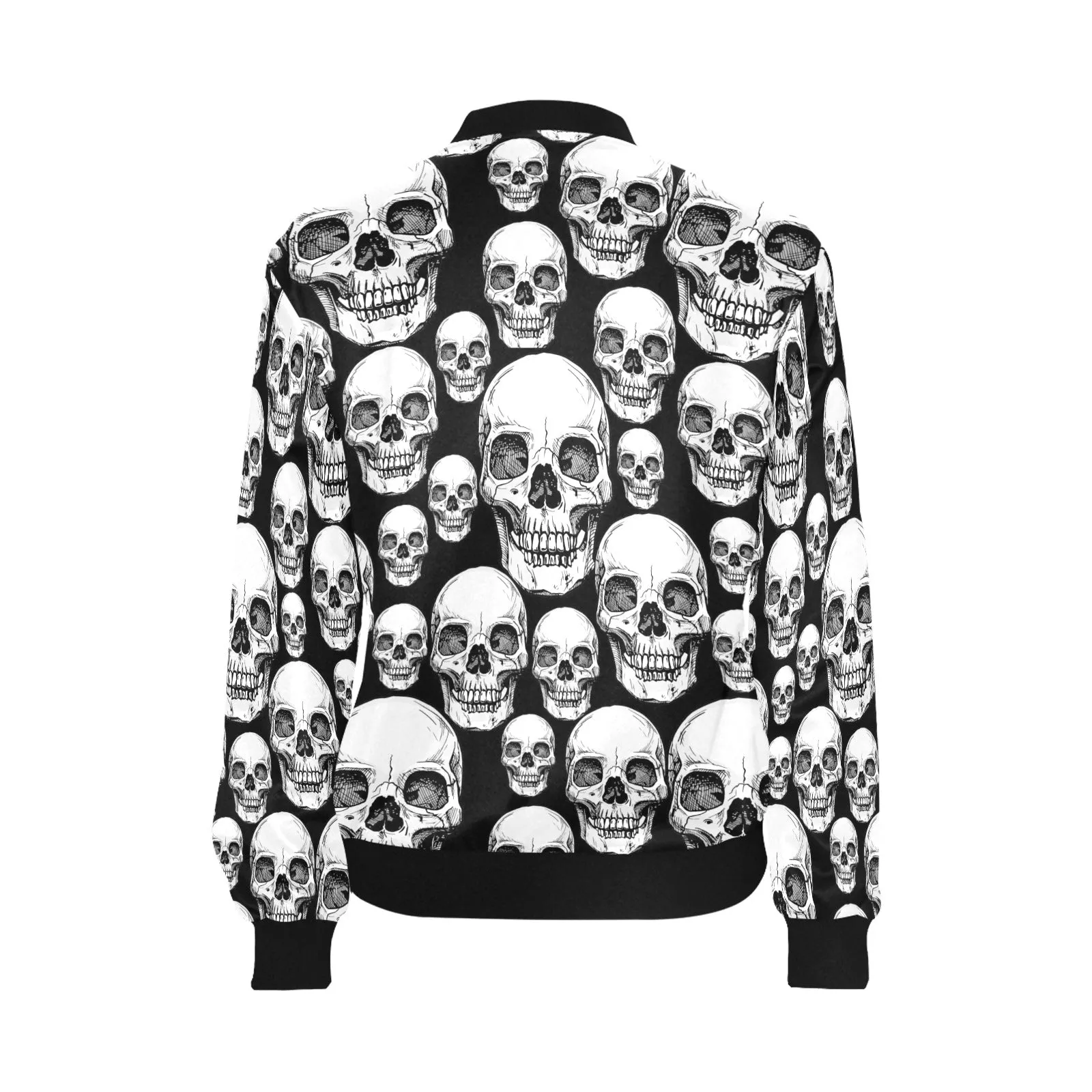 black skull nation print All Over Print Bomber Jacket for Women (Model H36)