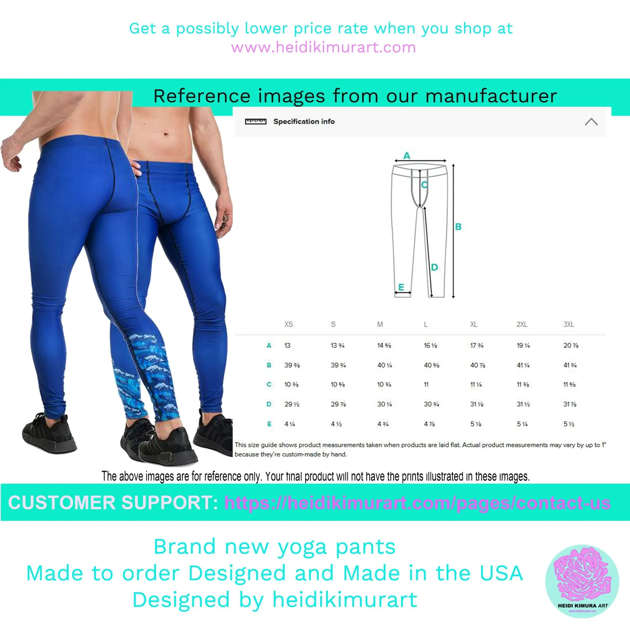 Blue Abstract Best Men's Leggings, Premium Fun Men's Running Tights For Men-Made in USA/EU/MX