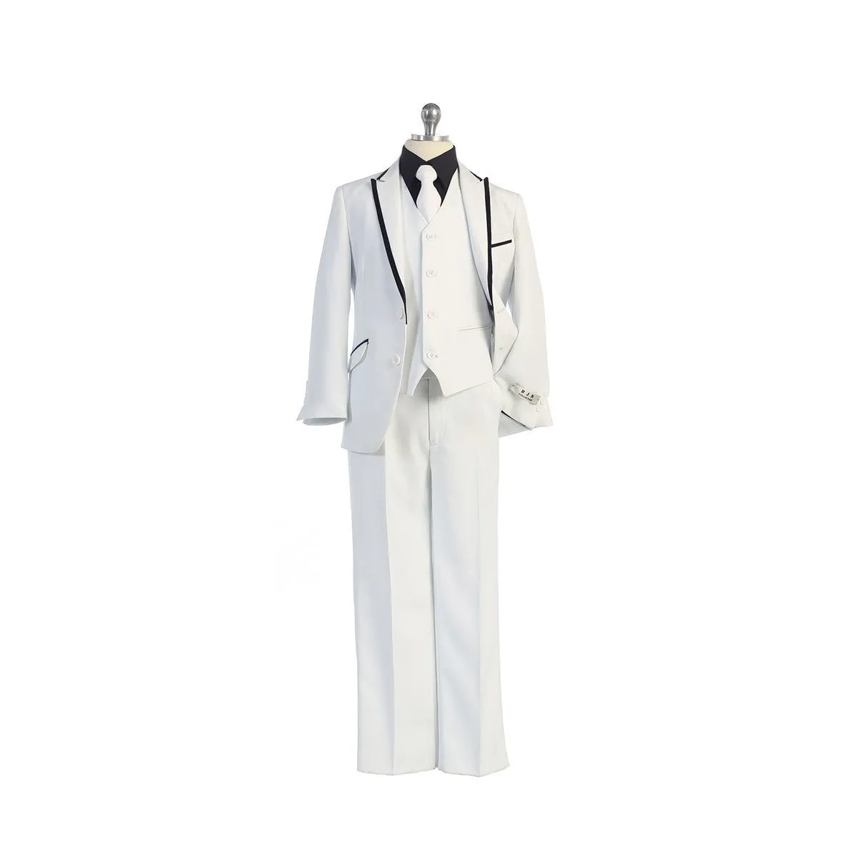 Boys White/Black Suit