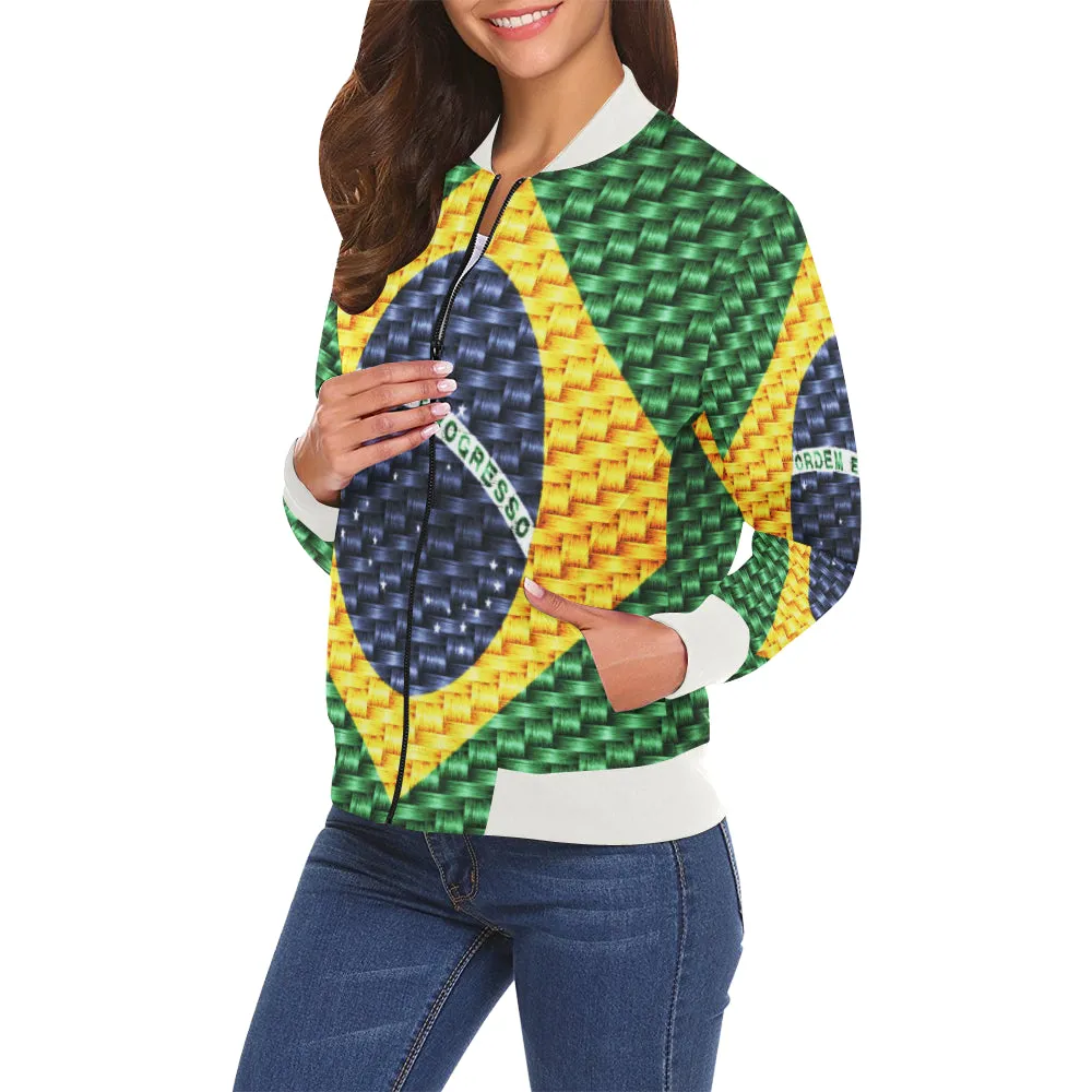 BRASIL FLAG All Over Print Bomber Jacket for Women