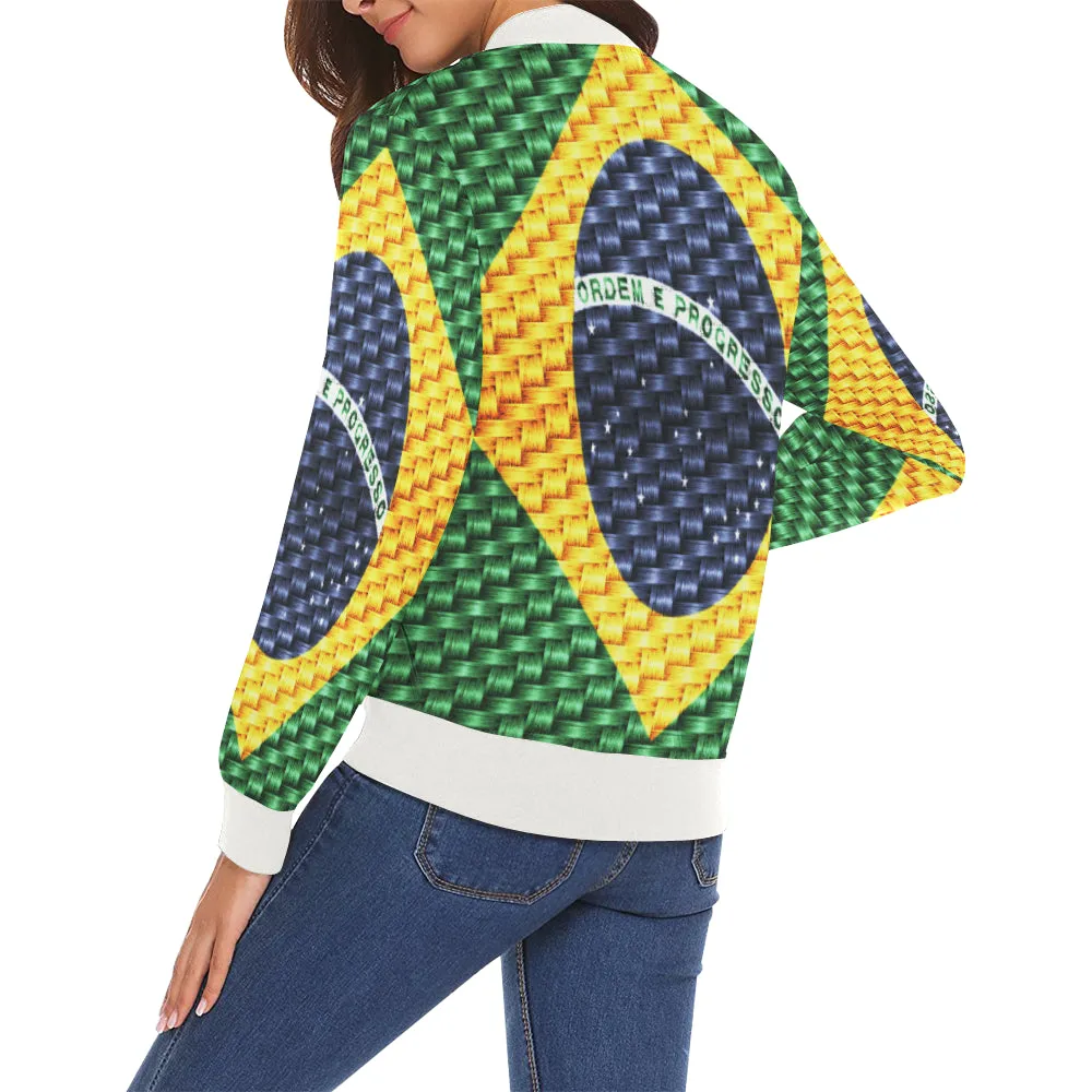 BRASIL FLAG All Over Print Bomber Jacket for Women