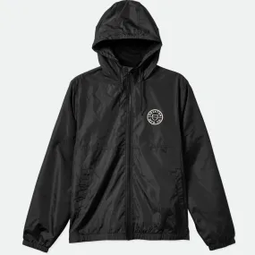 BRIXTON CLAXTON CREST LIGHT WEIGHT ZIP HOOD JACKET BLACK/BLACK