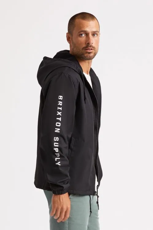 BRIXTON CLAXTON OATH ZIP HOOD JKT - BLACK/WHITE