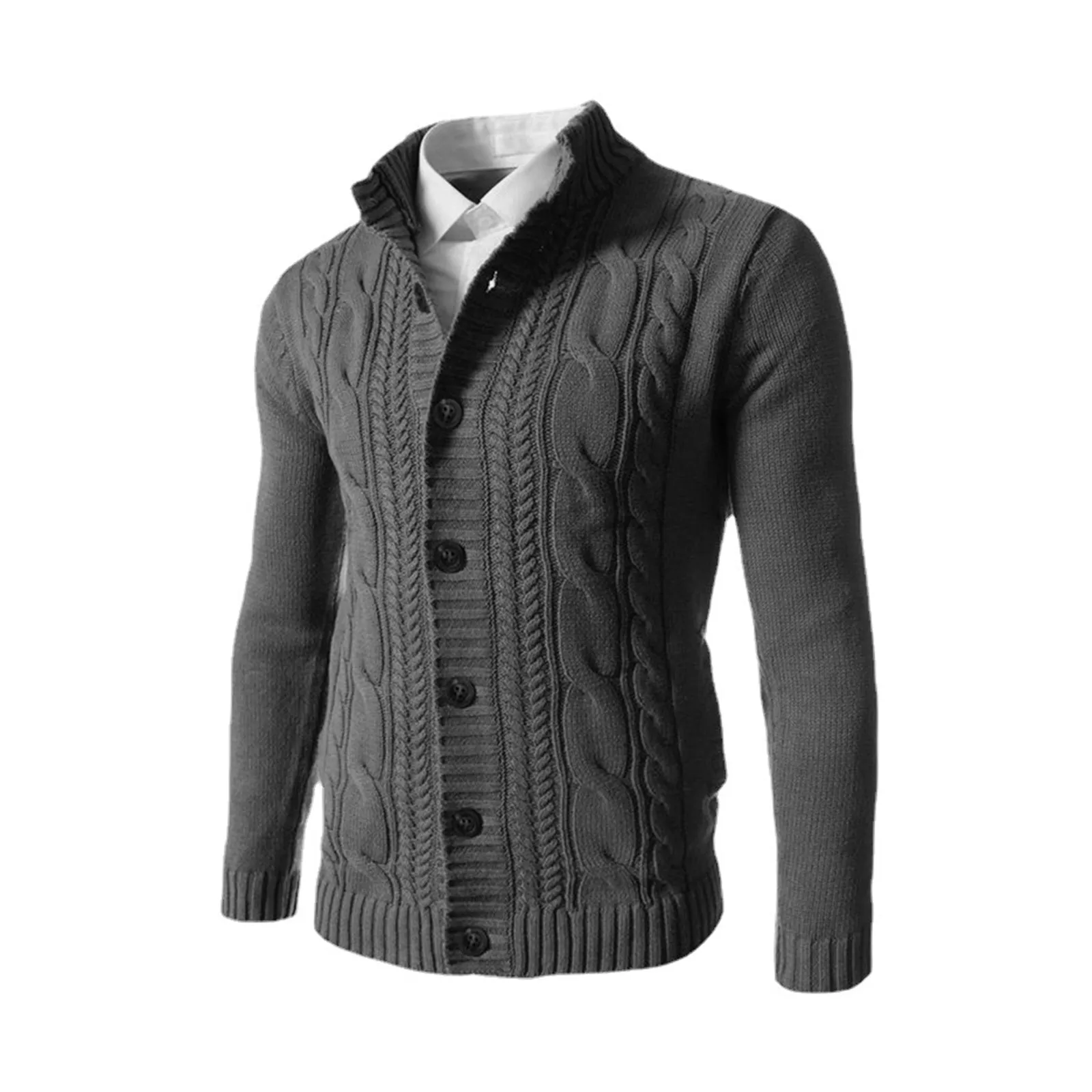 CASUAL PIT-RIBBED BUTTON SWEATER JACKET