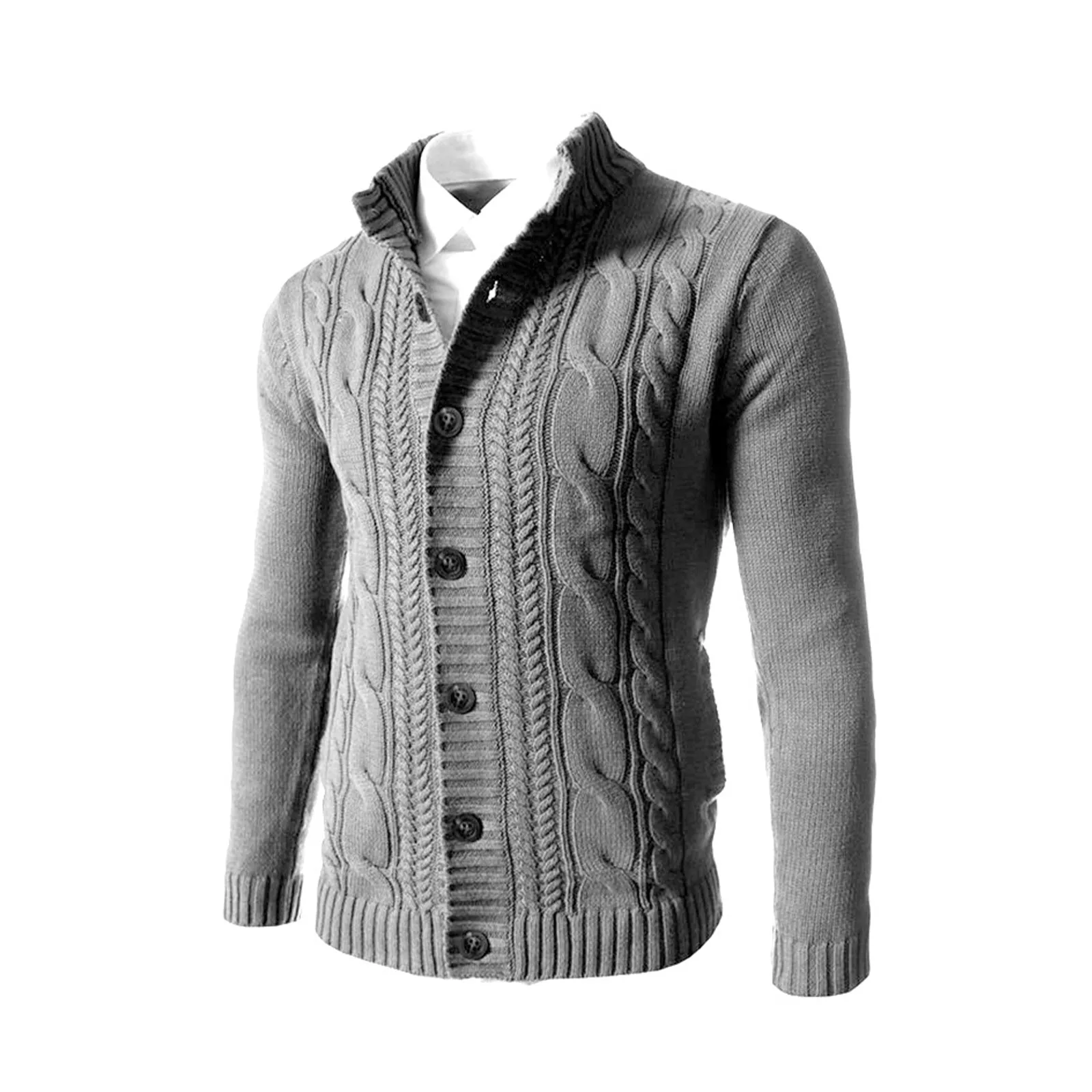 CASUAL PIT-RIBBED BUTTON SWEATER JACKET