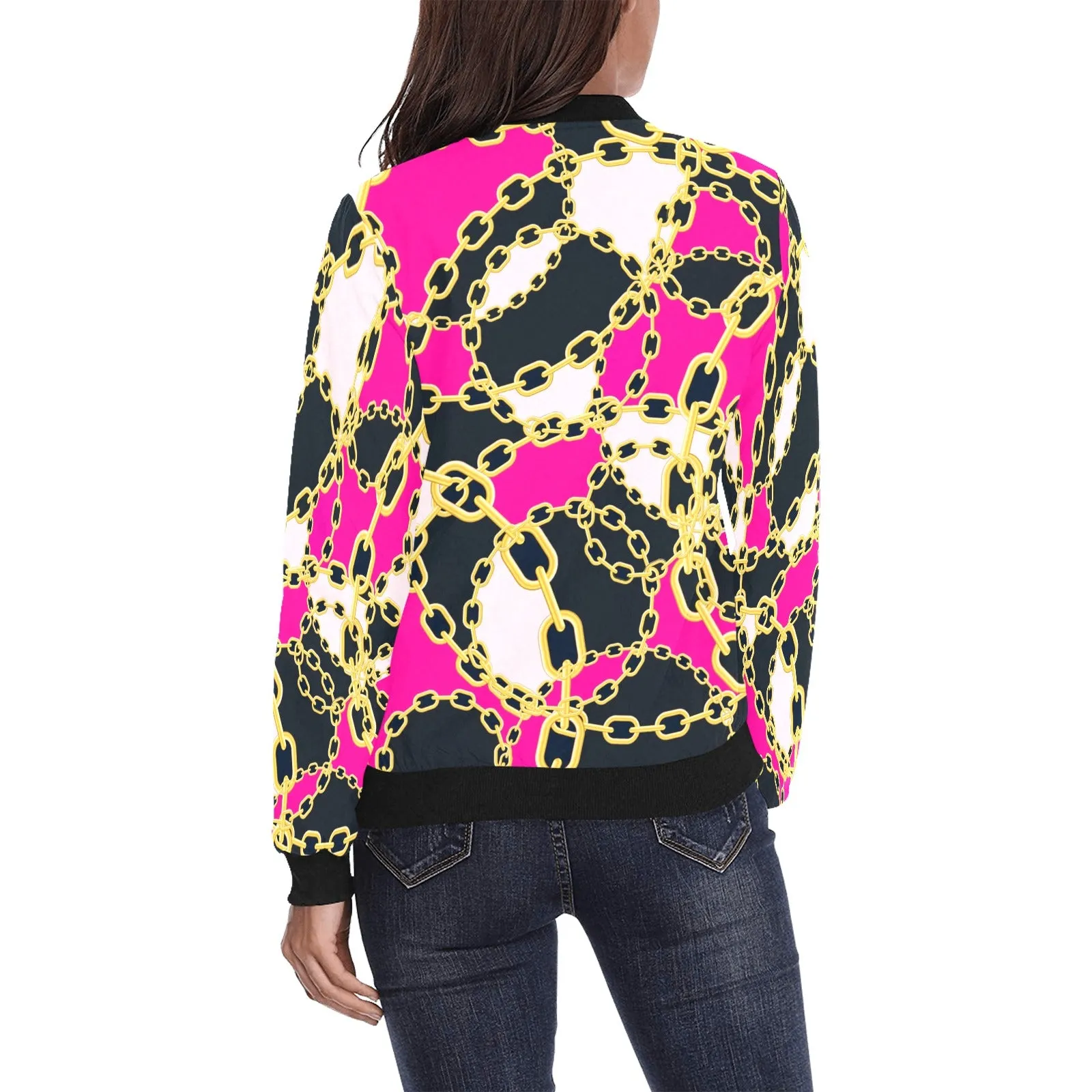 chained up 2 All Over Print Bomber Jacket for Women (Model H36)