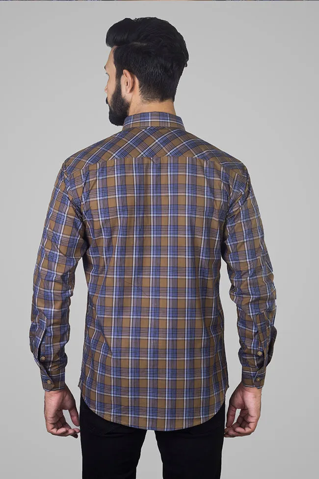 Check Shirt - Men Checked Cotton Shirt Brown | Buy Now