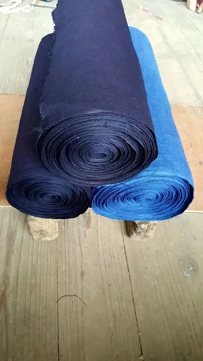 Chinese Dong people's homespun Indigo-dyed Egg White Fabric Textile 1meter 004