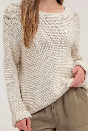 CHUNKY KNIT LONG CUFF SLEEVE PULLOVER SWEATER