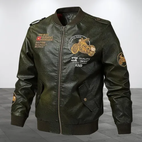 Classic Biker Men Faux Leather Motorcycle Jacket