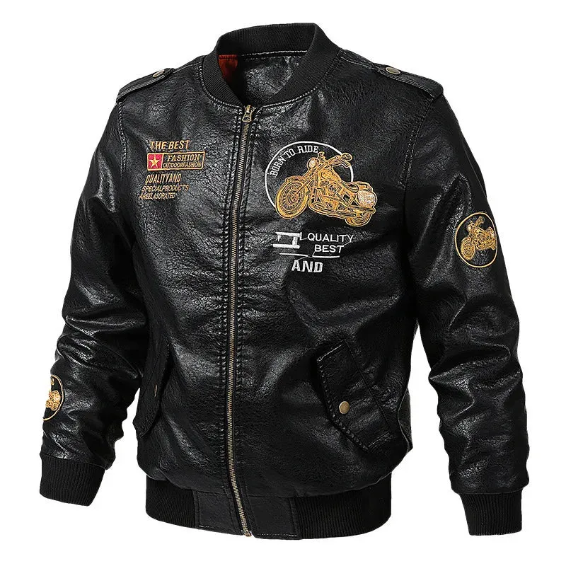 Classic Biker Men Faux Leather Motorcycle Jacket