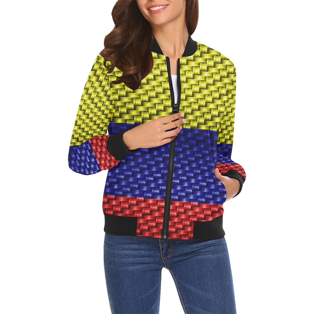 COLOMBIA FLAG All Over Print Bomber Jacket for Women