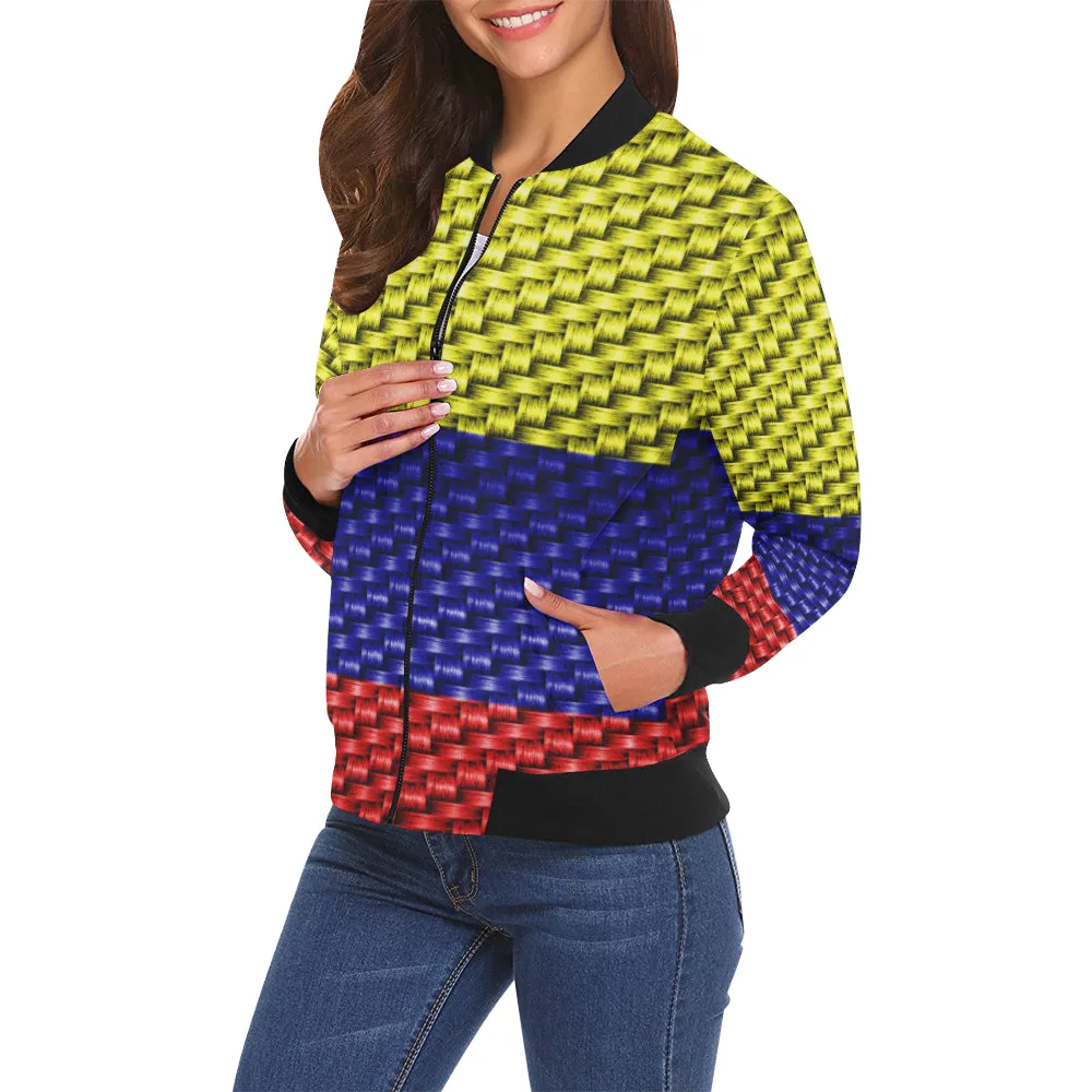 COLOMBIA FLAG All Over Print Bomber Jacket for Women