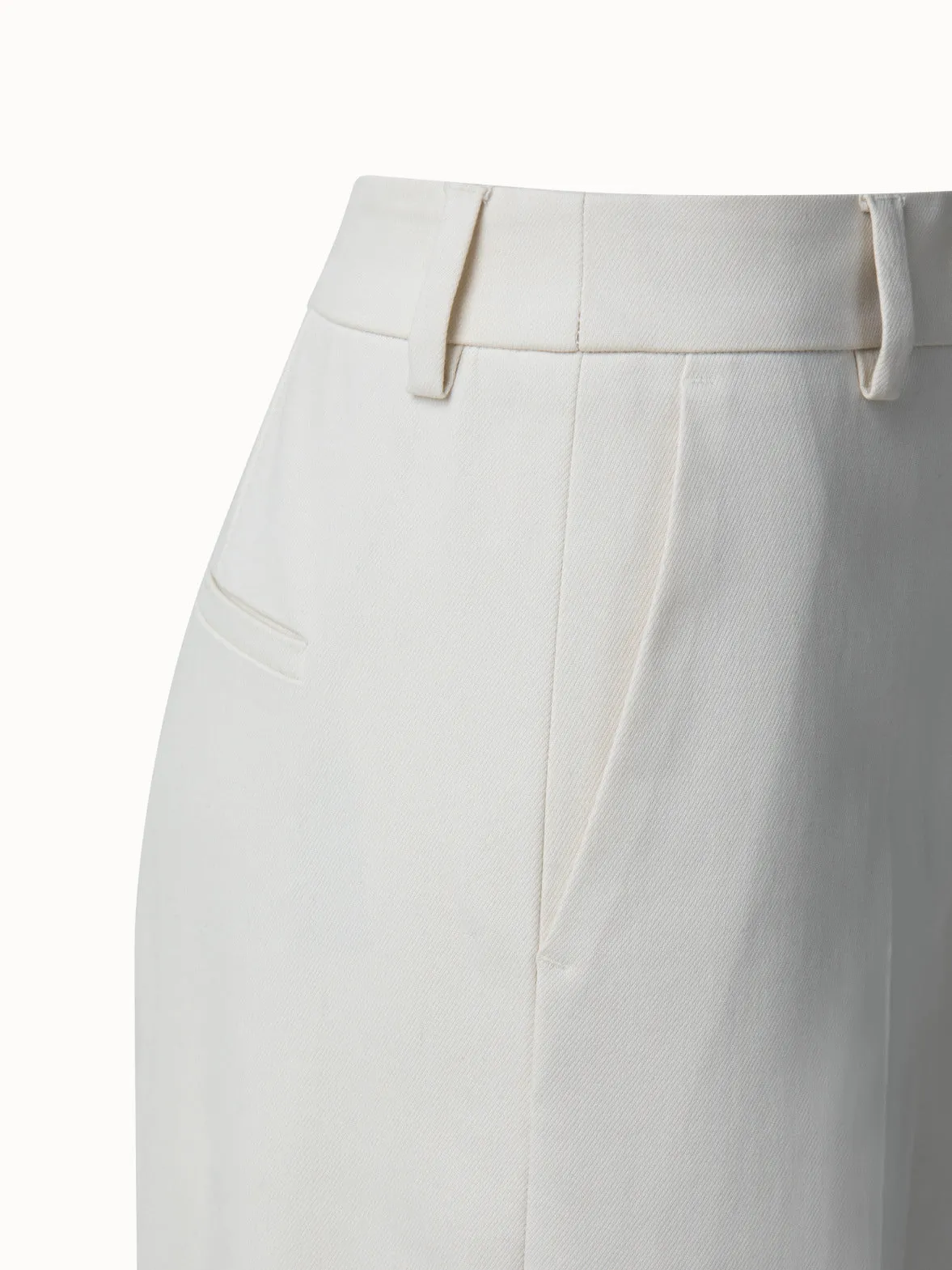 Cropped Cotton Silk Double Face Wide Leg Pants