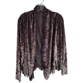 Crushed Velvet Laser Cut Open Jacket