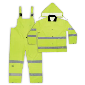 Custom Leathercraft 3 Piece Hi-Viz® Ansi Class 3 Polyester Rain Suit 2XL