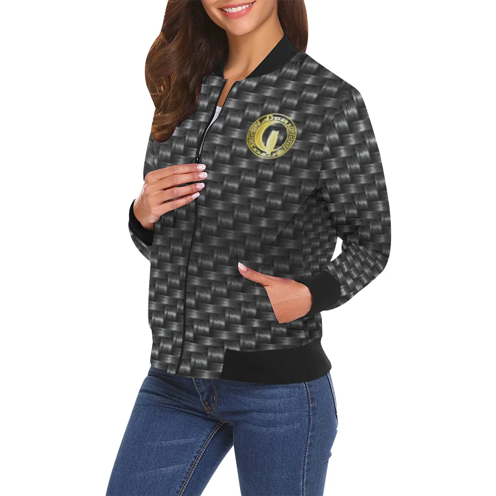 DELUXE BLACC TRESSER All Over Print Bomber Jacket for Women