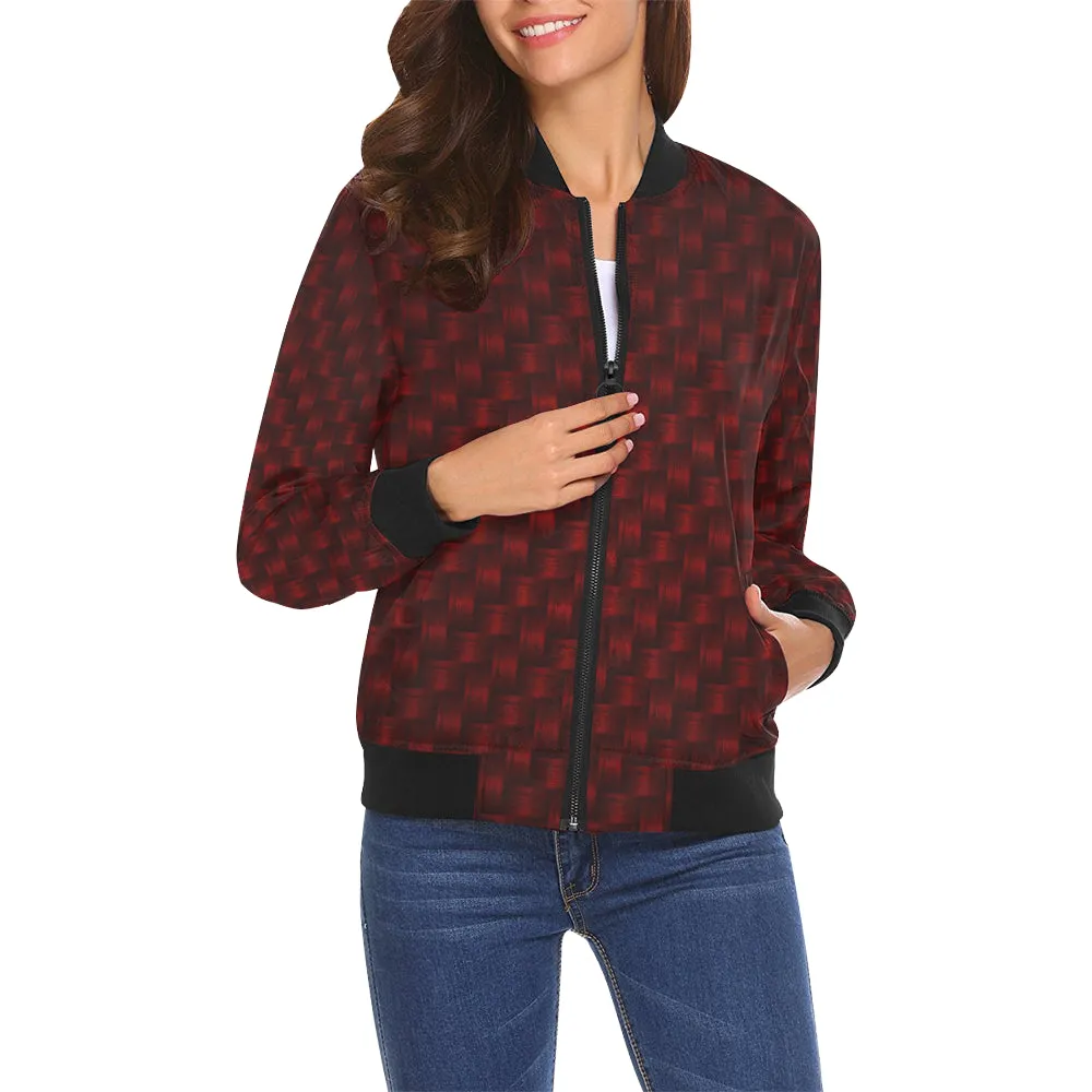 DELUXE RED TRESSER All Over Print Bomber Jacket for Women